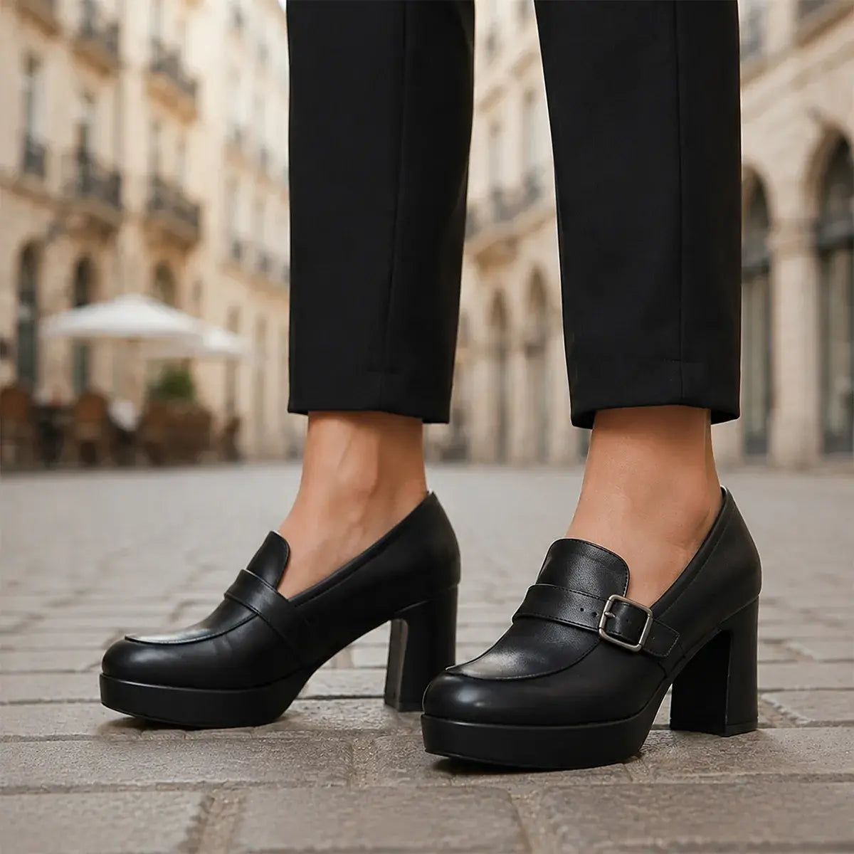 🔥👠【35-40】Nowe skórzane botki z 2026 roku na grubym obcasie. Modne damskie botki na wysokim obcasie.