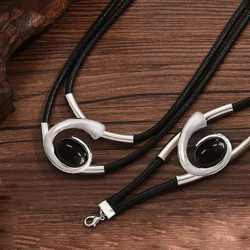 ✨🔥【Último día de promoción】Conjunto de collar y pulsera de piedras preciosas de estilo bohemio