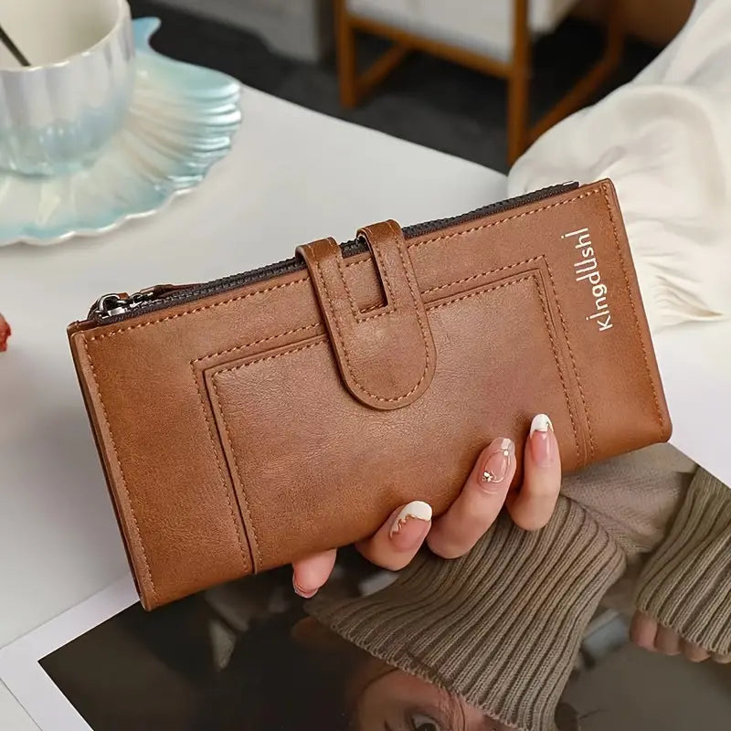 ✨50% OFF 👜 Damski portfel z prawdziwej skóry w stylu vintage, zapinany na podwójny zamek i z wieloma przegródkami na karty