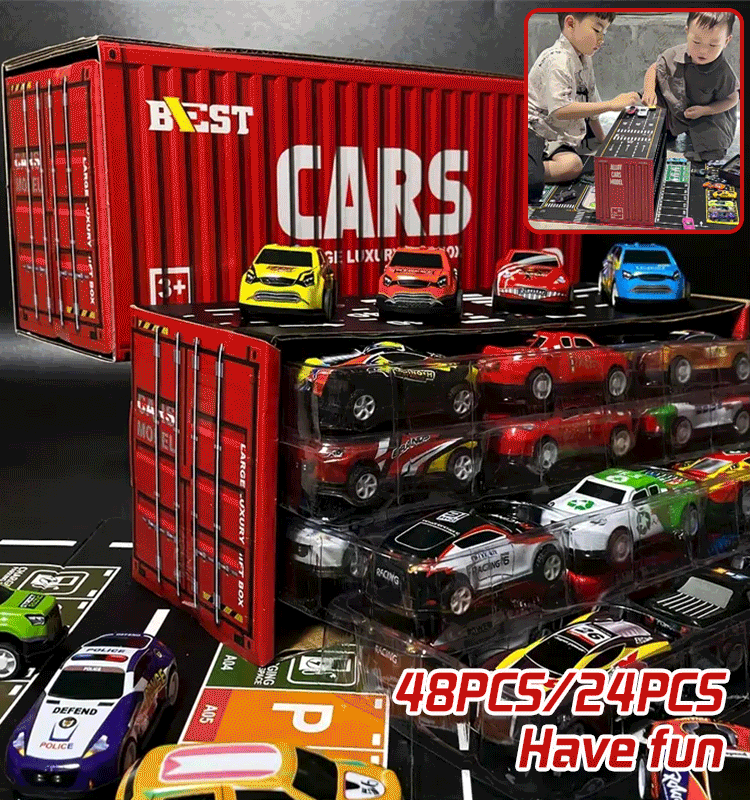 🎁🏎48 wyjmowanych mini samochodzików z wbudowanym garażem