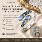 Ostatni dzień: Kup jeden, a drugi dostaniesz gratis – pierścionek z kamieniem księżycowym w stylu vintage. Regulowany rozmiar – ponadczasowa elegancja.