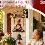 50% OFF！Dzwonek powitalny z krasnalem ogrodowym, tabliczka „Welcome”, retro dzwonek z brązu, żelazny uchwyt ścienny, dekoracja do ogrodu, na taras i podwórko.