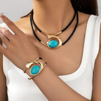 ✨🔥【Último día de promoción】Conjunto de collar y pulsera de piedras preciosas de estilo bohemio