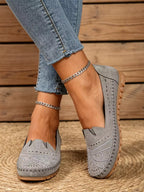 🥇【Super oferta】😍【36-43】Perforowane baleriny w stylu retro | Miękka podeszwa, codzienny komfort | Wsuwane, duże rozmiary