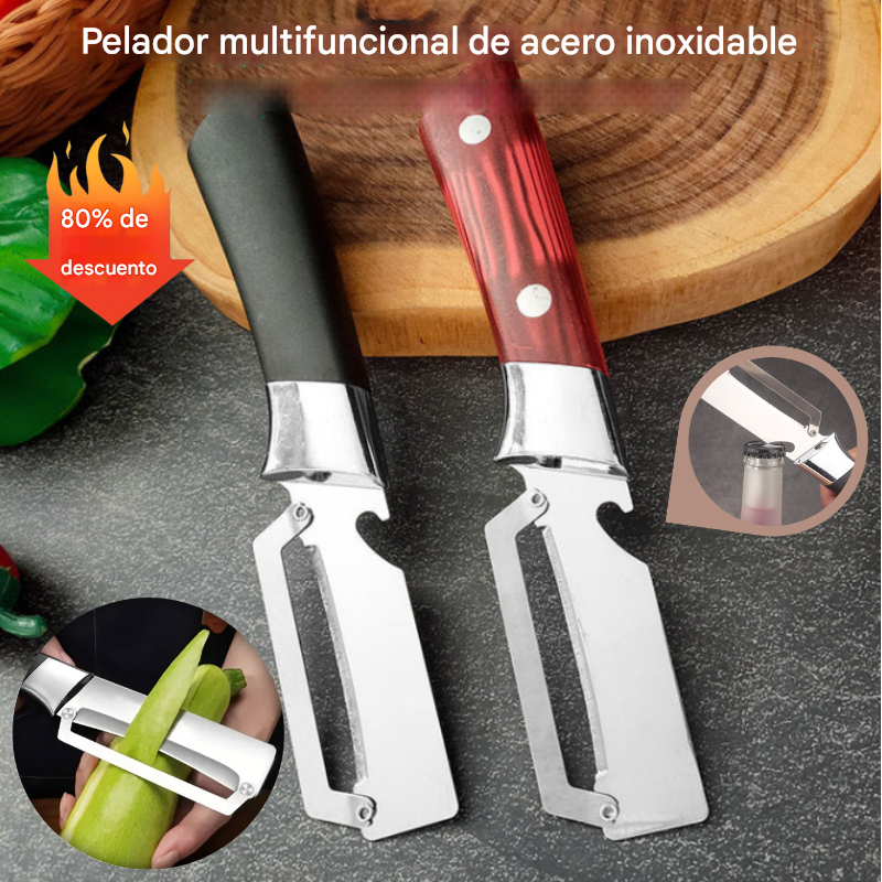 ✅【Kup 1, otrzymaj 1 za darmo】🔪 Wielofunkcyjna obieraczka kuchenna 3w1: obiera, kroi i otwiera korki butelek!