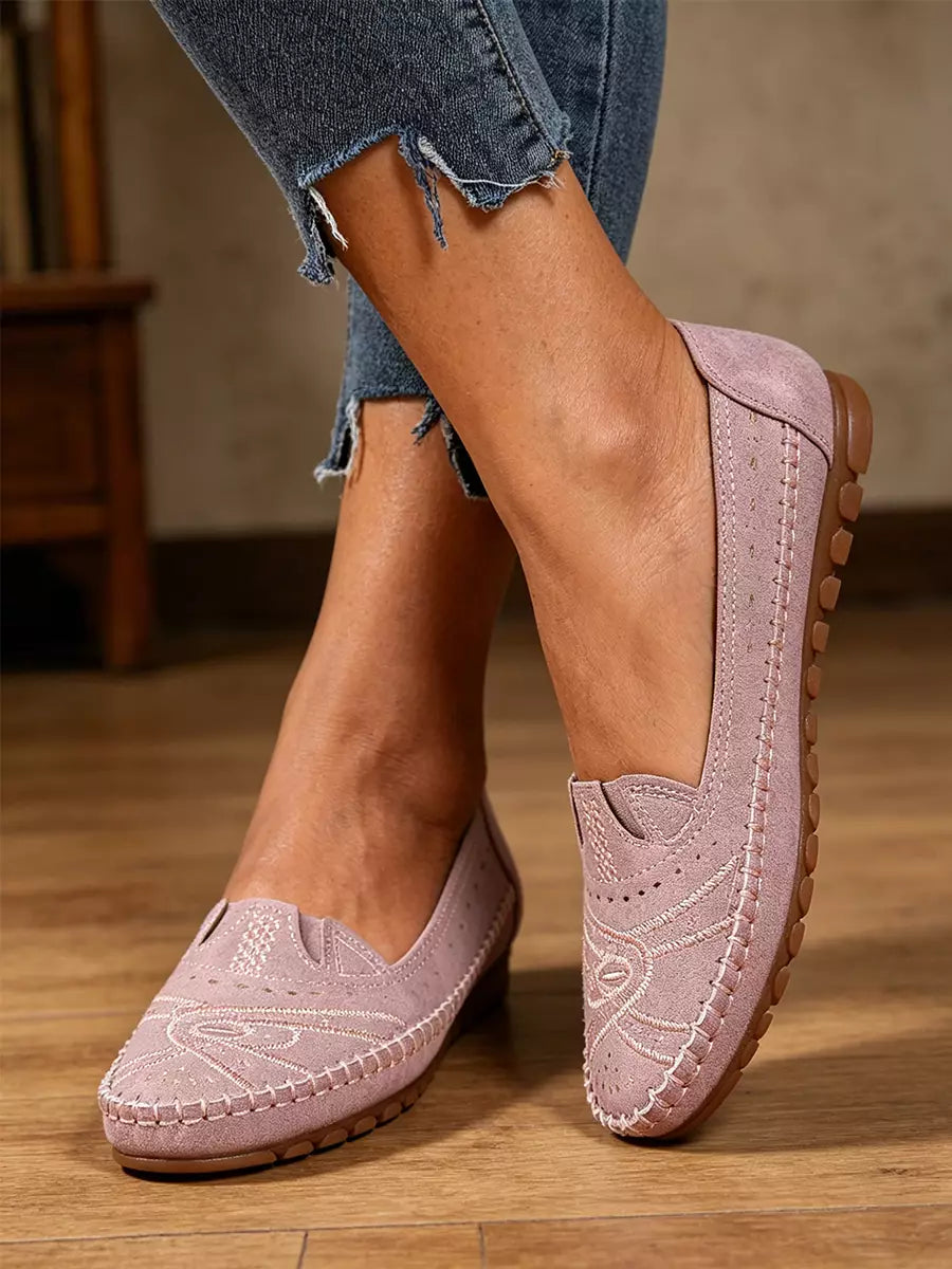🥇【Super oferta】😍【36-43】Perforowane baleriny w stylu retro | Miękka podeszwa, codzienny komfort | Wsuwane, duże rozmiary