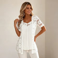 👚Elegancka bluzka 2 w 1 z koronką i siateczką – wysmuklający krój maskujący brzuch, 5 kolorów, rozmiary S–4XL