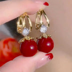 Pendientes de plata con perlas de lujo francés de nuevo estilo