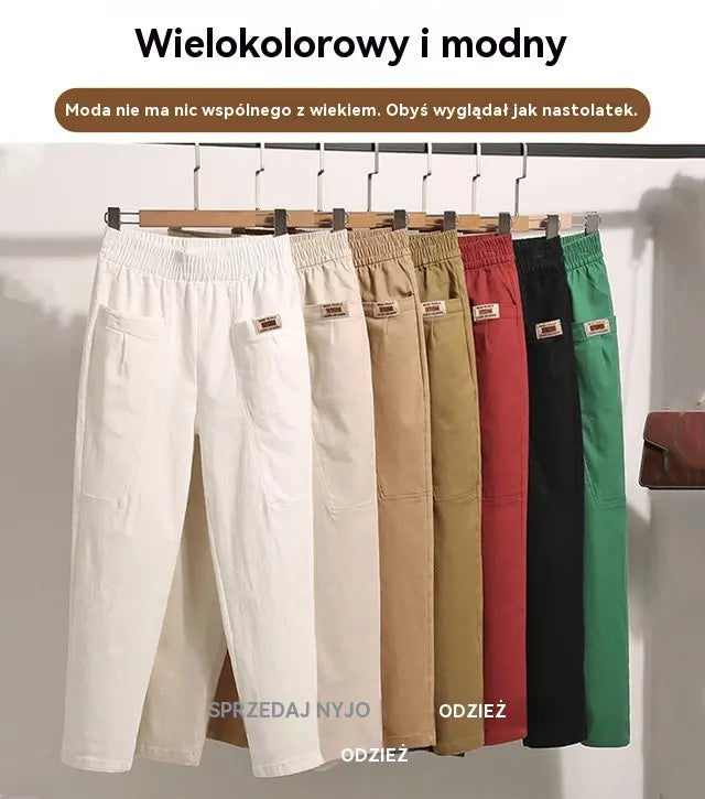 【50% OFF】🔥Gorąca wyprzedaż🔥Damskie spodnie bawełniane z elastyczną talią, rozmiary M~6XL
