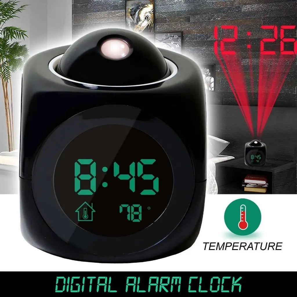 ⏰ Projektorowy zegar wielofunkcyjny — godzina, alarm, temperatura i pogoda na ścianie lub suficie
