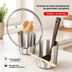 Kup 1, otrzymaj 1 gratis – 【2 szt.】Stojak ze stali nierdzewnej na pokrywki, chochle i łopatki – zintegrowany organizer kuchenny, stabilny i antypoślizgowy.