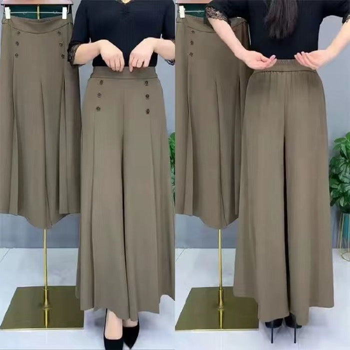 😍【Oferta ograniczona czasowo】【M-5XL】Modna, drapowana spódnica damska z szerokimi nogawkami i wysokim stanem