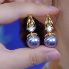 Pendientes de plata con perlas de lujo francés de nuevo estilo