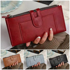 ✨50% OFF 👜 Damski portfel z prawdziwej skóry w stylu vintage, zapinany na podwójny zamek i z wieloma przegródkami na karty