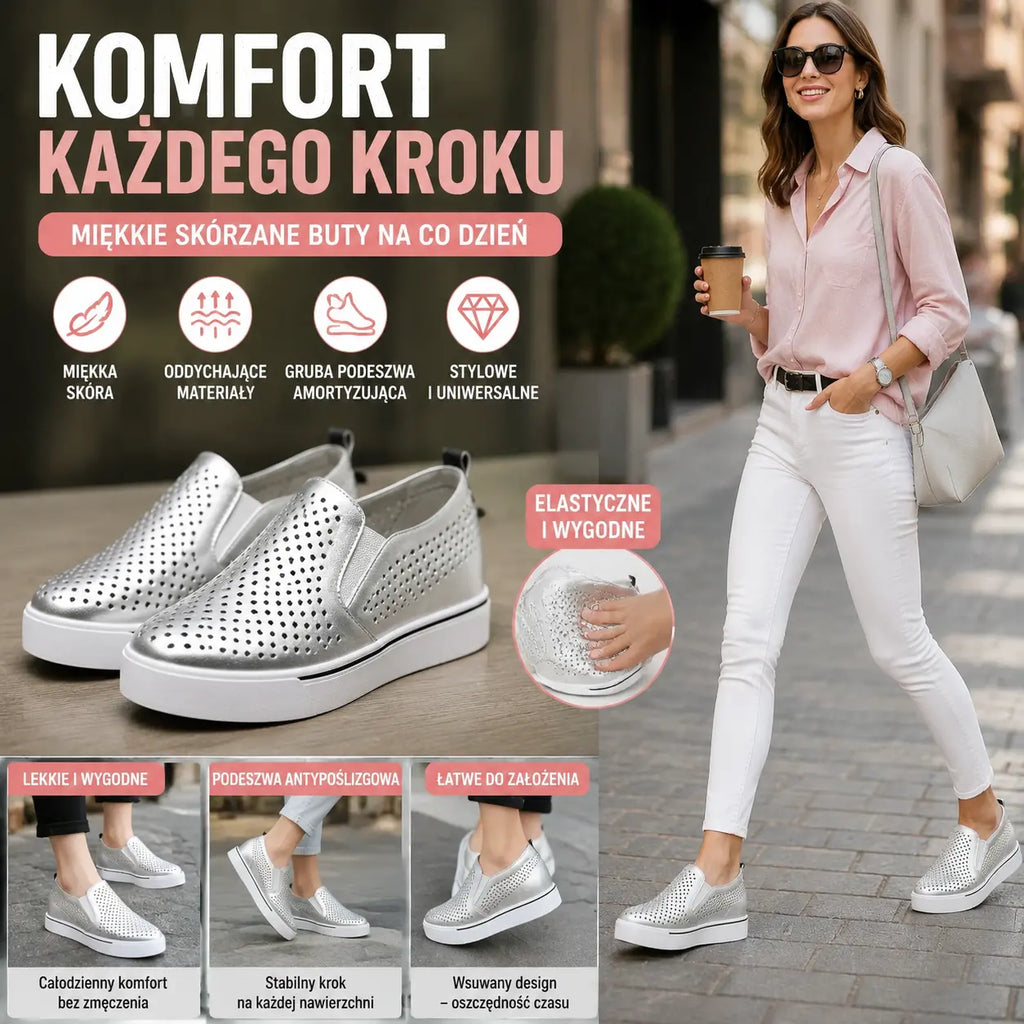 🔥【Koszt jednej pary 129 zł.】【34-41】🔥Lato 2026 damskie buty na co dzień z miękkiej skóry z grubą podeszwą
