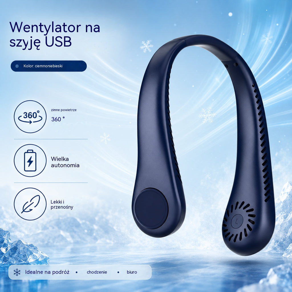 💨 Wentylator na szyję 360° – cichy, lekki i idealny na lato 🌞