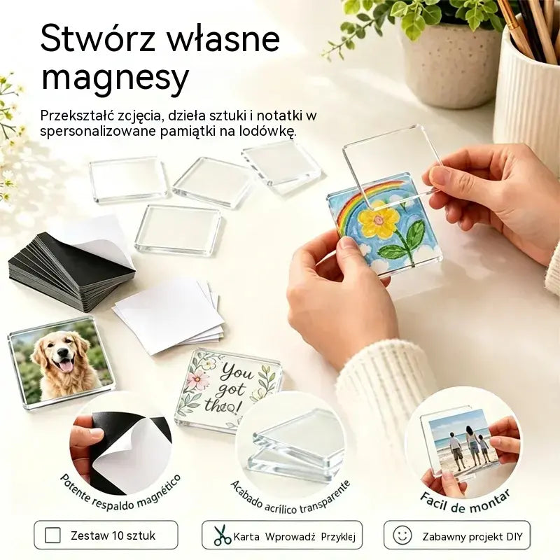 🧲✨ Zestaw DIY do tworzenia przezroczystych magnesów na lodówkę | Stwórz własne pamiątki