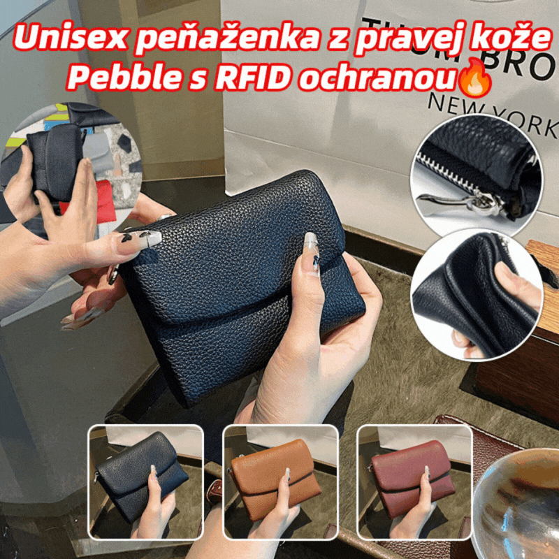 🔥⏰Portfel unisex Pebble wykonany z prawdziwej skóry z ochroną RFID🔥