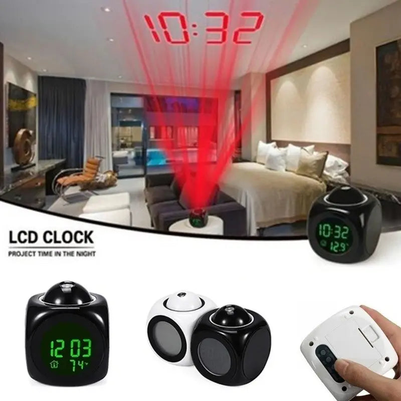 ⏰ Projektorowy zegar wielofunkcyjny — godzina, alarm, temperatura i pogoda na ścianie lub suficie