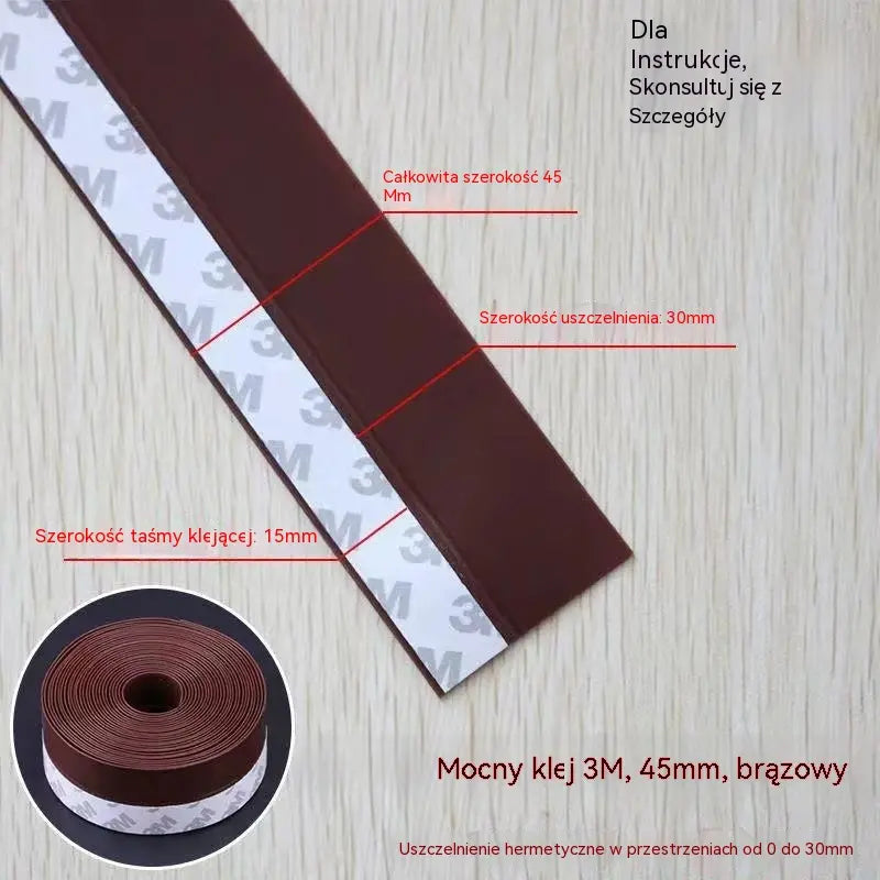 45 mm × 5 m 🚪 Uszczelka dolna drzwi z PVC – pyłoszczelna i chroniąca przed przeciągami