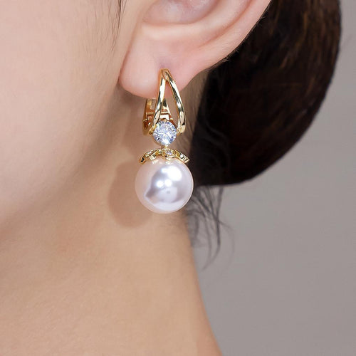 Pendientes de plata con perlas de lujo francés de nuevo estilo