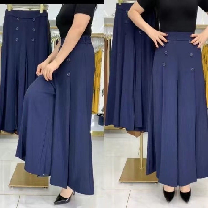 😍【Oferta ograniczona czasowo】【M-5XL】Modna, drapowana spódnica damska z szerokimi nogawkami i wysokim stanem