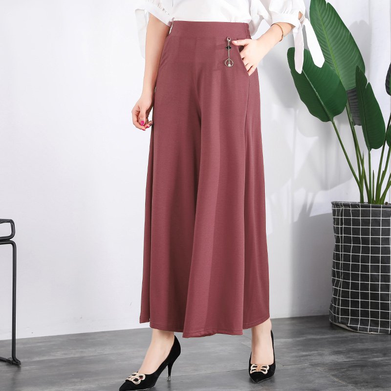 ❤️❤️【M-5XL】2026 Nowe damskie letnie szerokie nogawki Ice Silk Cropped Pants
