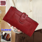 ✨50% OFF 👜 Damski portfel z prawdziwej skóry w stylu vintage, zapinany na podwójny zamek i z wieloma przegródkami na karty