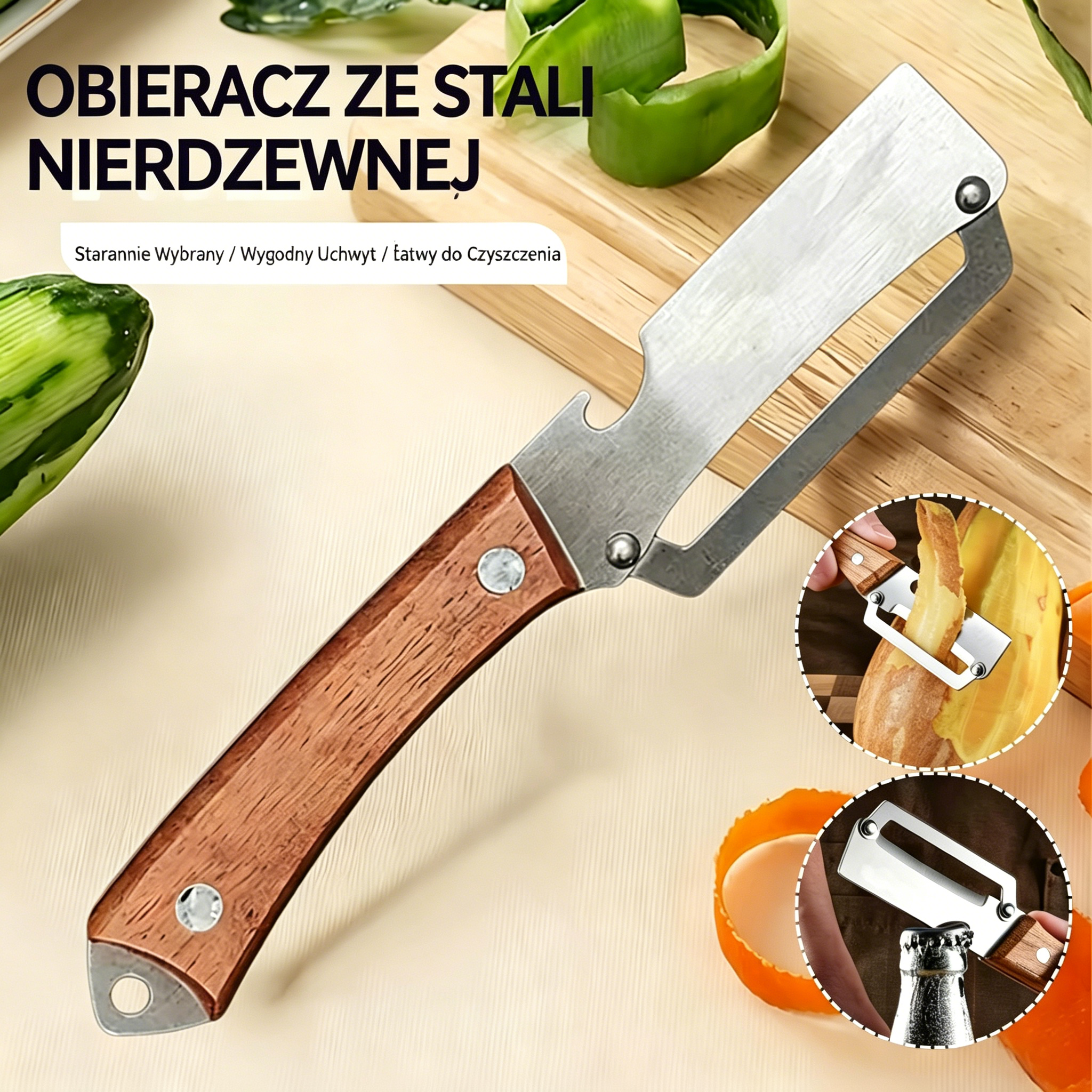 🔥【Kup 1, otrzymasz 1 gratis】 Wielofunkcyjny obierak, działa również jako otwieracz do butelek