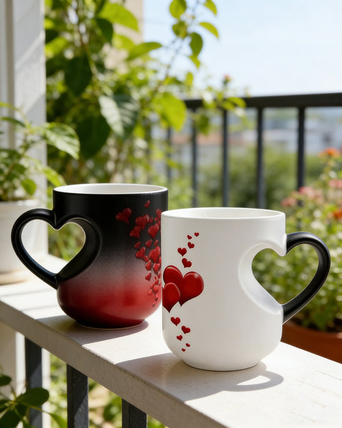 【Darmowa wysyłka, płatność przy odbiorze】Ceramiczny kubek na Walentynki z uchwytem w kształcie serca, który zmienia kolor💝✨
