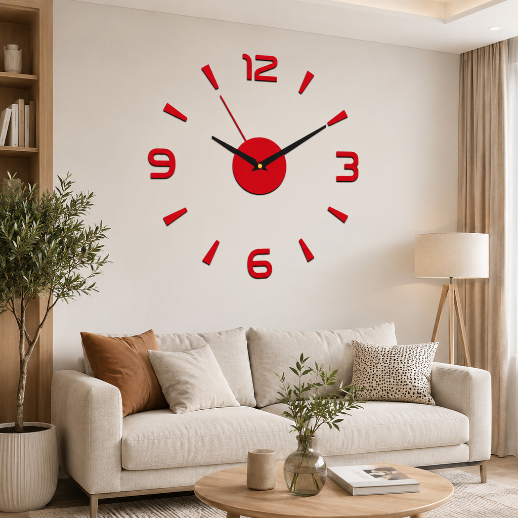 🕑✨ Świecący akrylowy zegar ścienny 3D – bez wiercenia, łatwy montaż