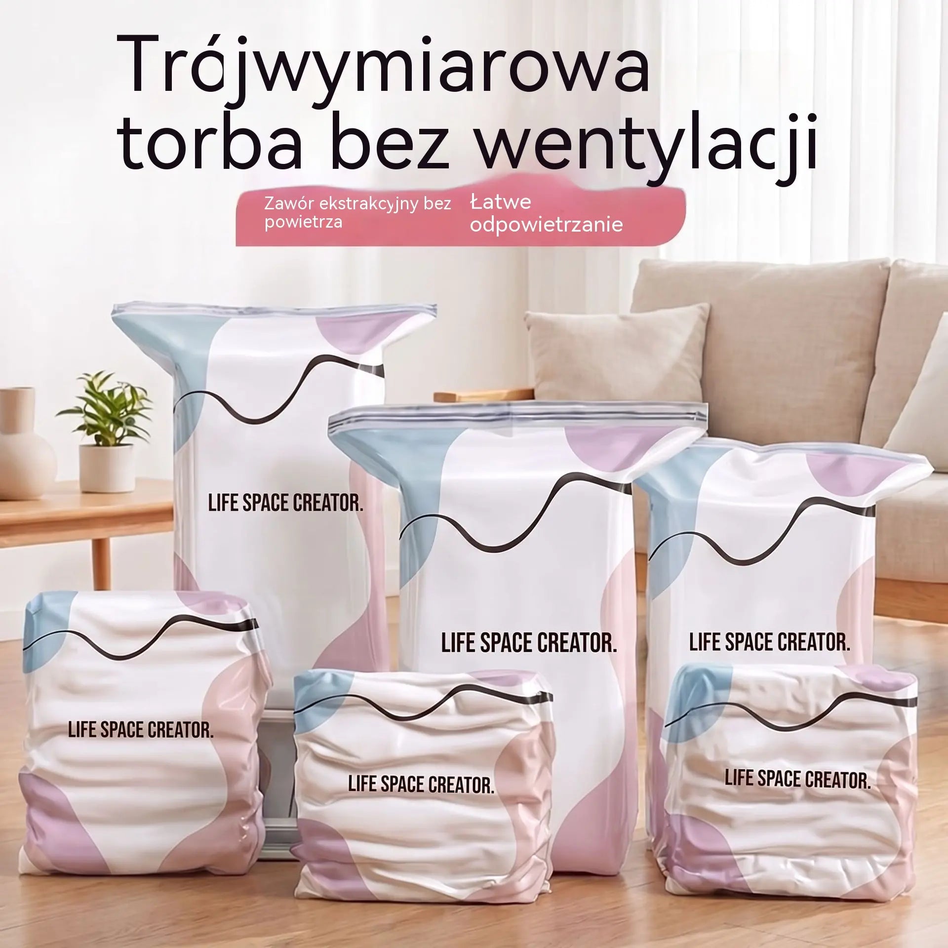 🧳 5 artykułów za jedyne 109 zł 💨 Duże, wyciskane worki próżniowe do przechowywania: Nie wymagają pompki, są szczelne, idealne do oszczędzania miejsca w walizce i w domu ✈️