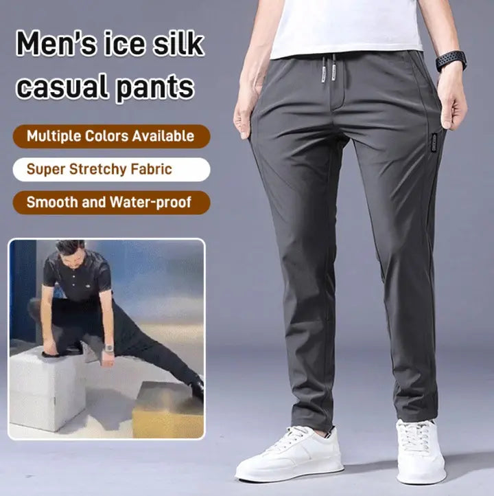 💖👖Oferta w połowie ceny🎈【M-5XL】2026 Męskie spodnie z lodowego jedwabiu – luźny i elastyczny krój