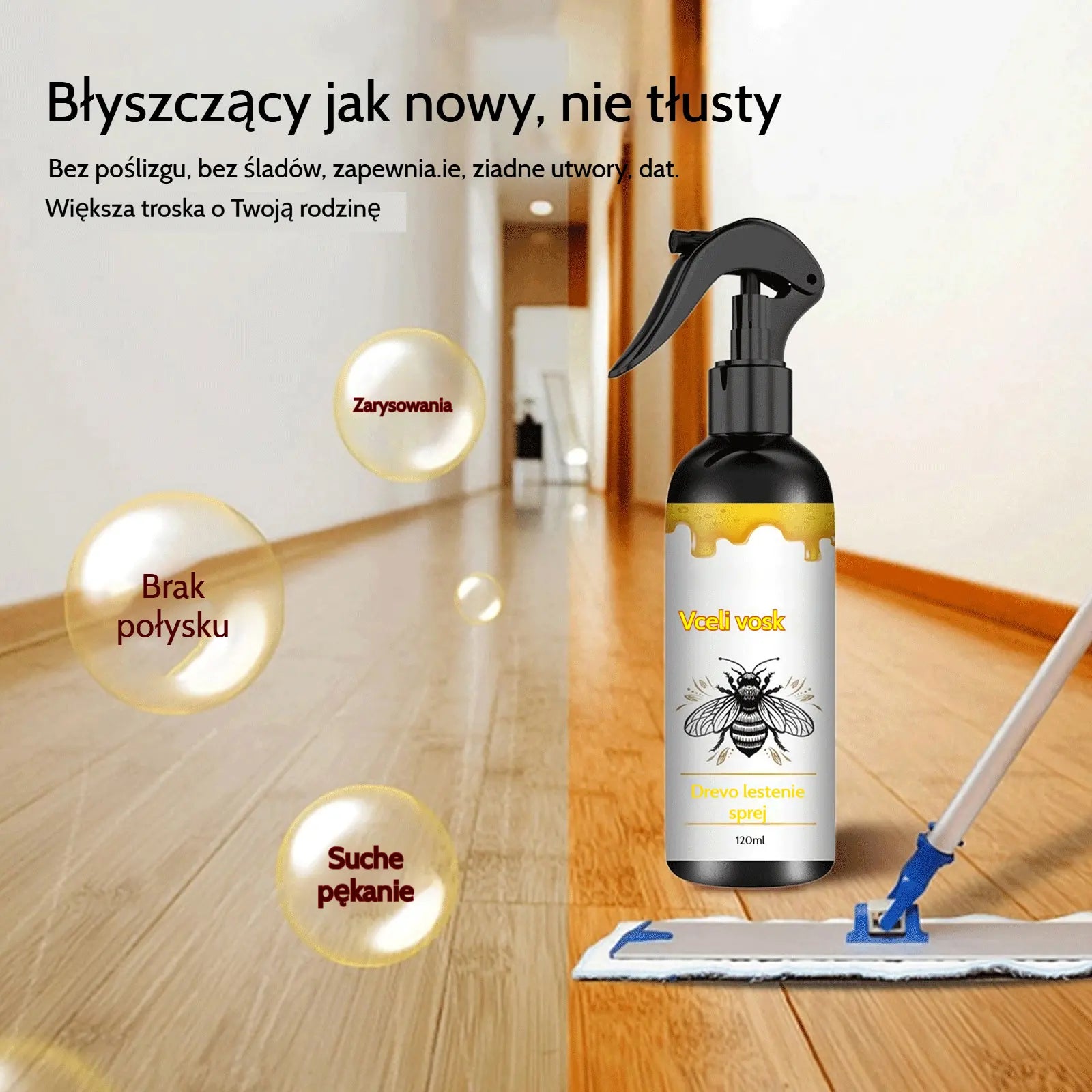 【⚡-50%】🍯Spray do polerowania drewna z woskiem pszczelim do pielęgnacji mebli i ochrony przed pękaniem