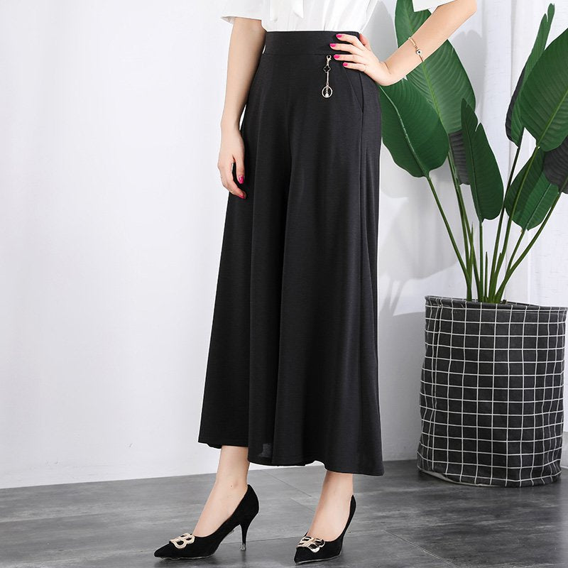 ❤️❤️【M-5XL】2026 Nowe damskie letnie szerokie nogawki Ice Silk Cropped Pants