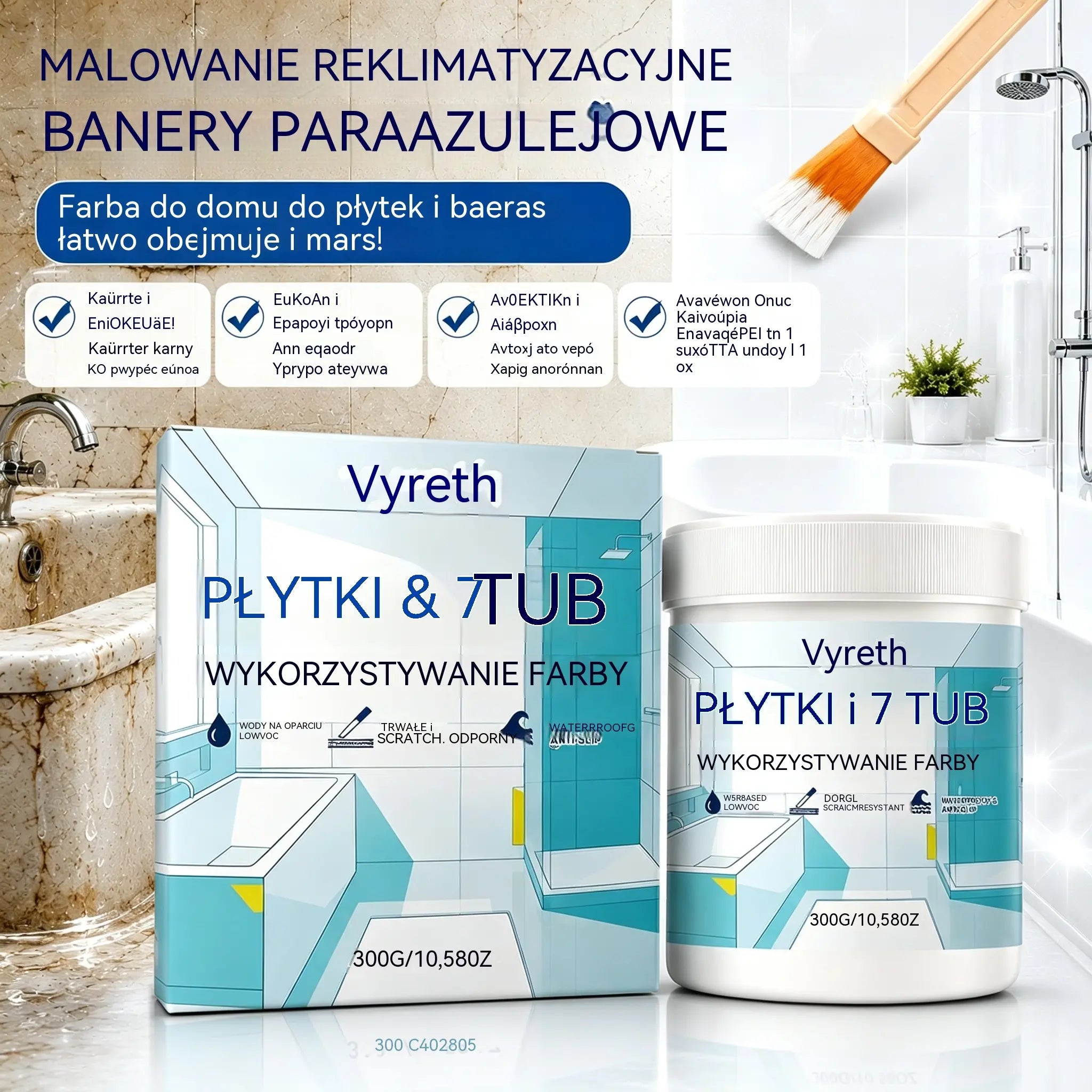 Zestaw farby renowacyjnej na bazie wody do płytek i wanien