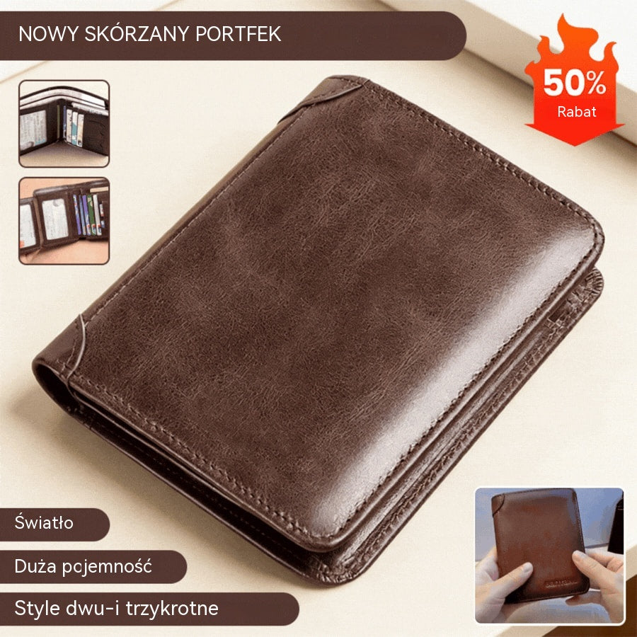 50% OFF! 🐂✨ Nowy męski portfel ze skóry naturalnej z systemem antykradzieżowym