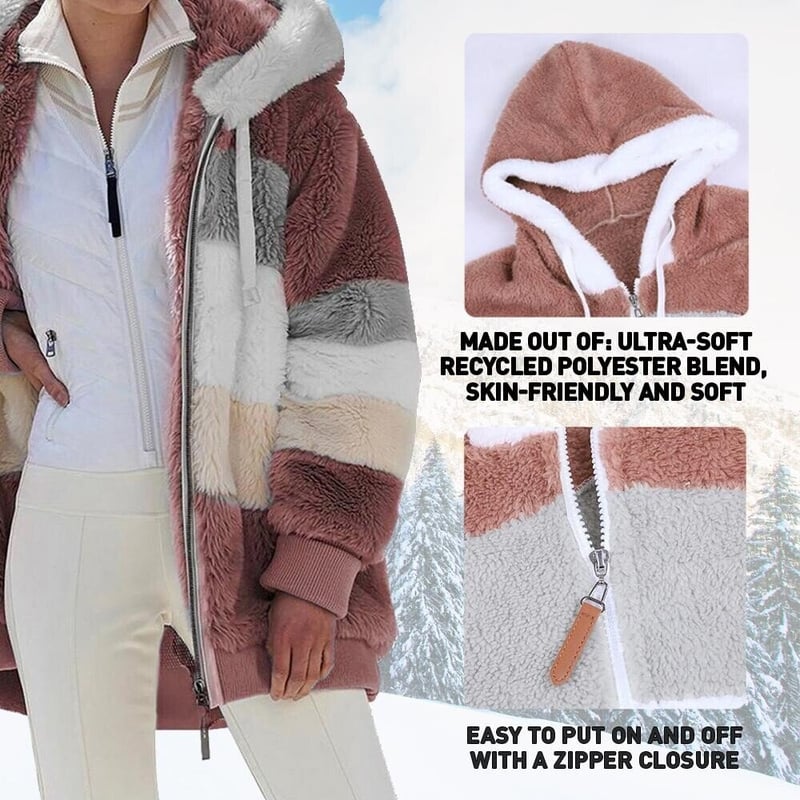 ☃️Ograniczony czas 35% zniżki❄️[S-5XL]  nowa damska kurtka w grube, pluszowe kontrastowe paski